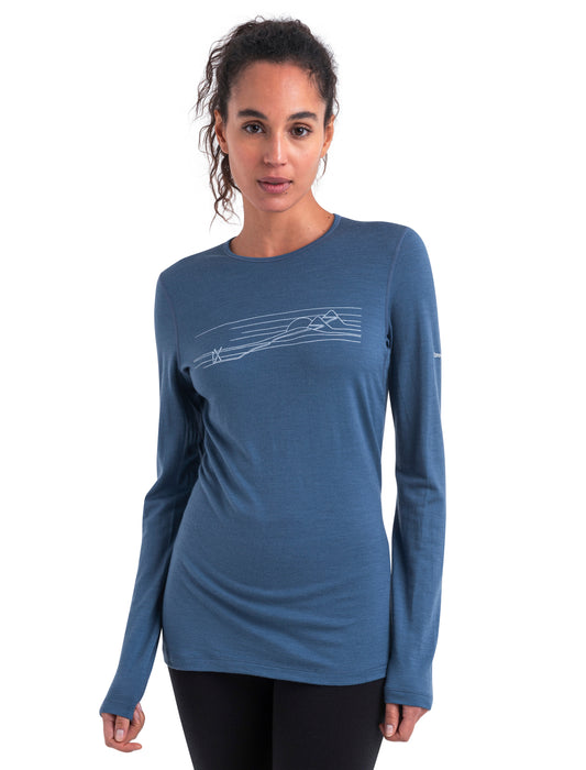 Icebreaker Womens 200 Oasis LS Crewe Ski Stripes