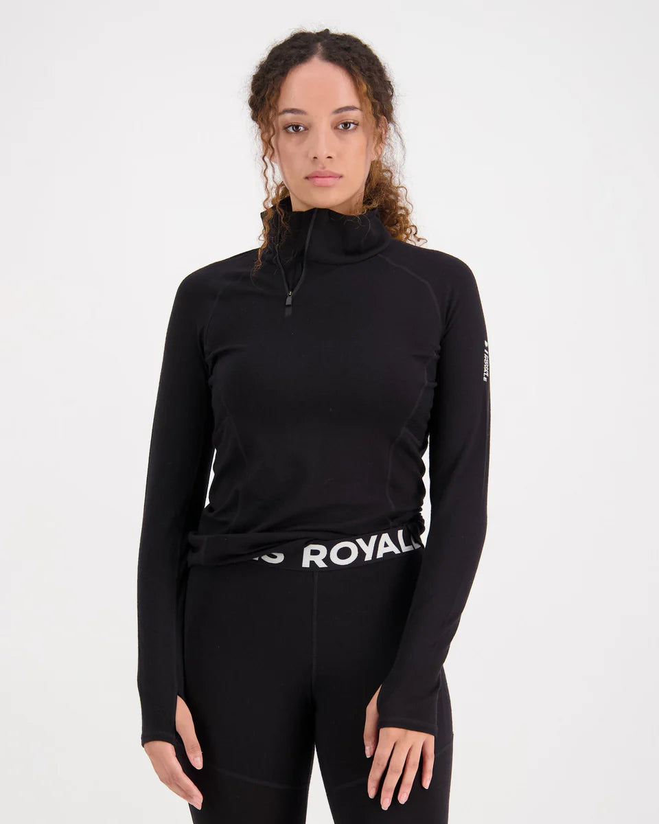 Mons Royale Womens Olympus Merino Base Layer 1/2 Zip Long Sleeve