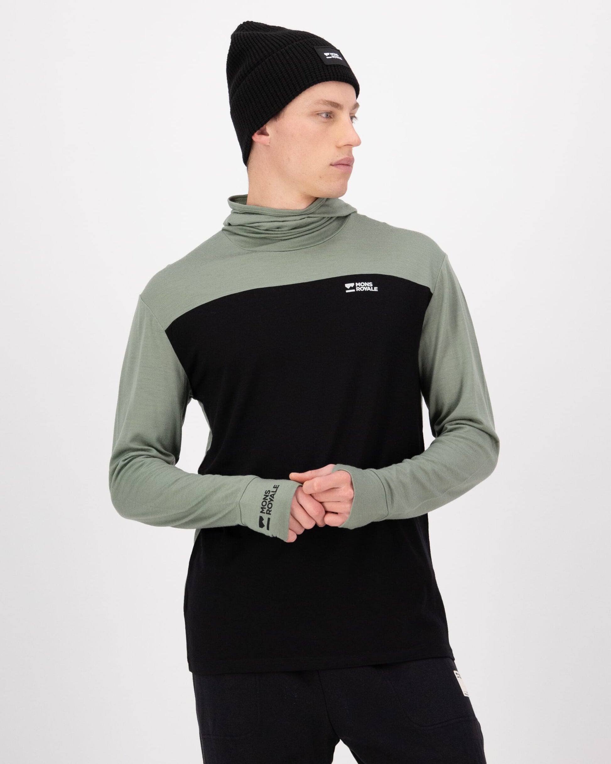 Mons Royale Mens Yotei Merino Powder Hood Long Sleeve