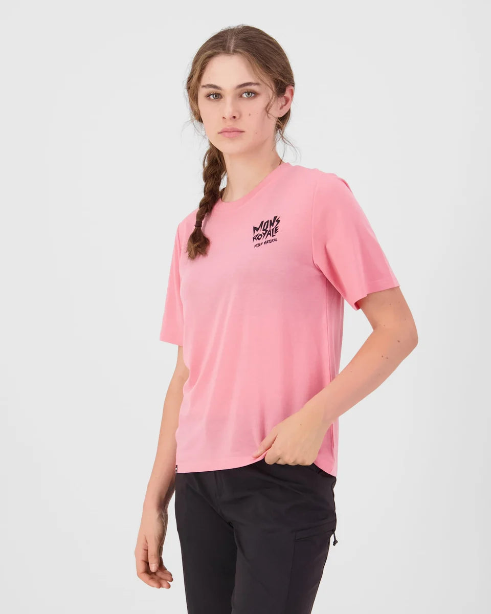 Mons Royale Womens Icon Merino T-Shirt Flamingo