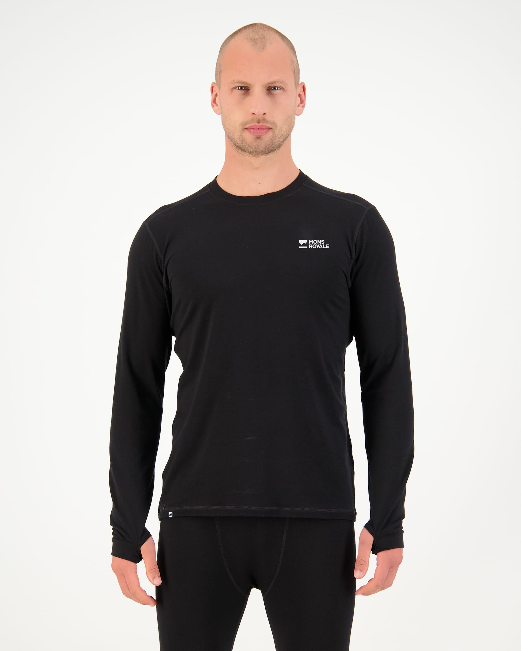 Mons Royale Mens Cascade Merino Base Layer Long Sleeve Black