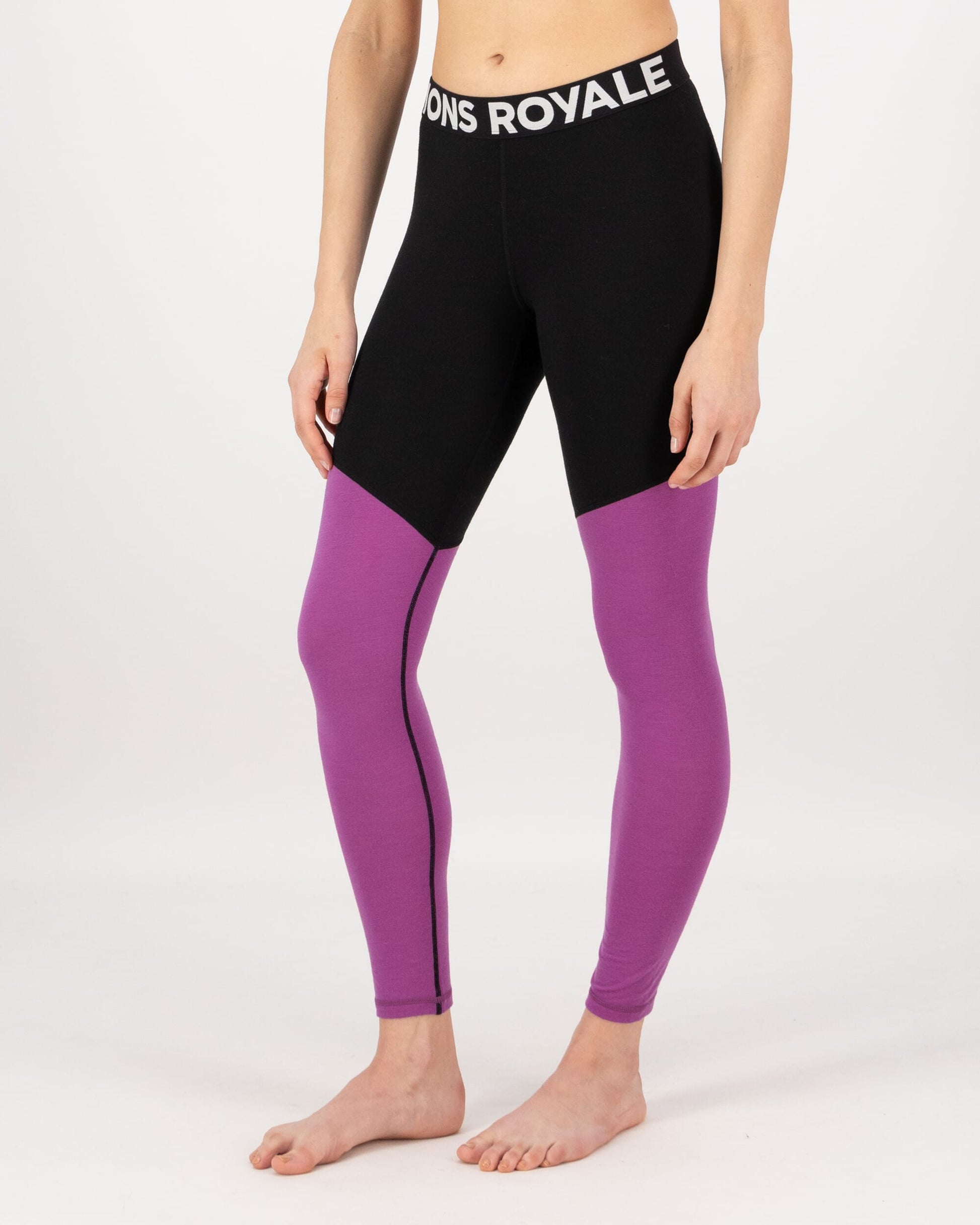 Mons Royale Womens Cascade Merino Base Layer Legging Purple Bolt
