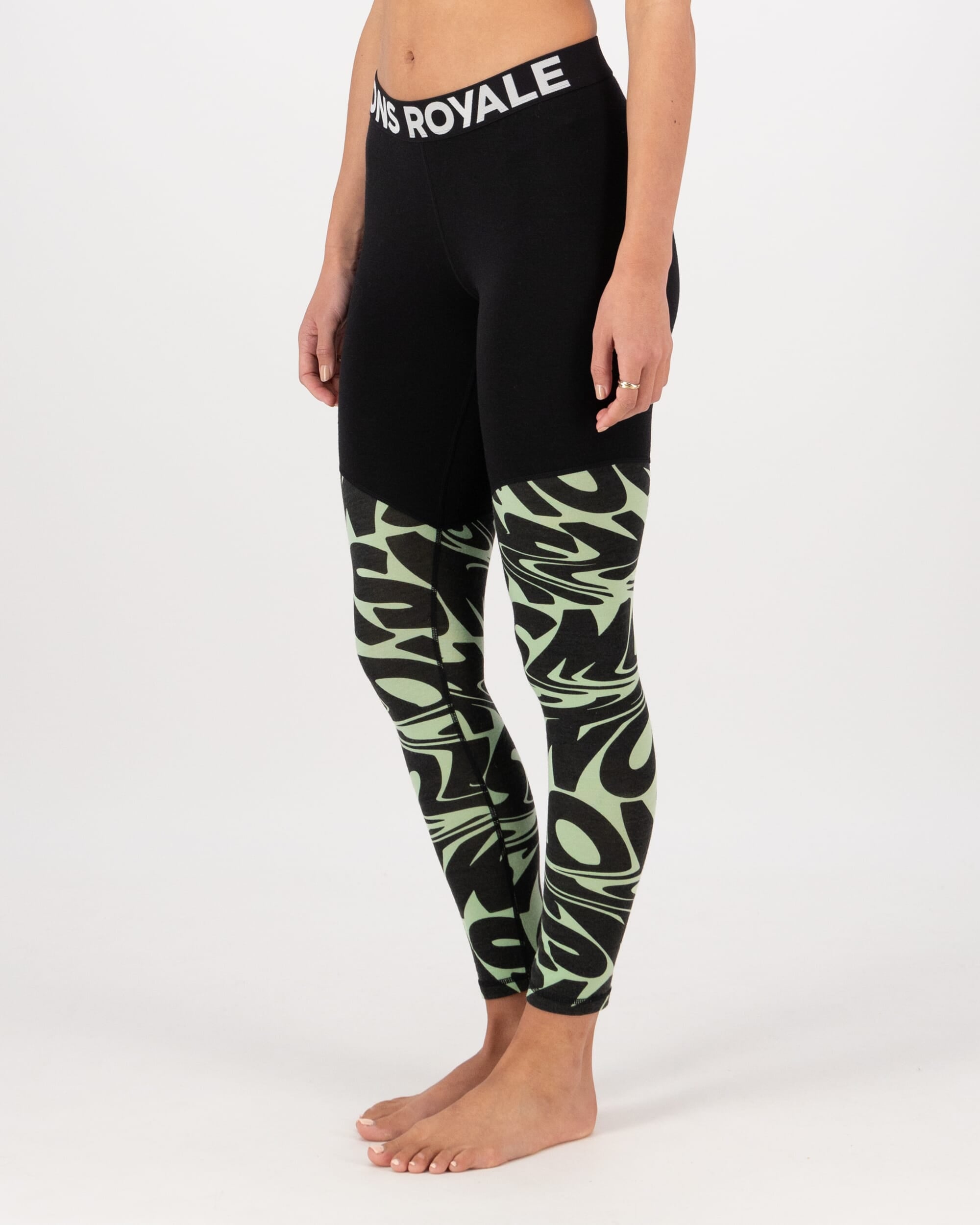 Mons Royale Womens Cascade Merino Base Layer Legging Signal Lost Matcha