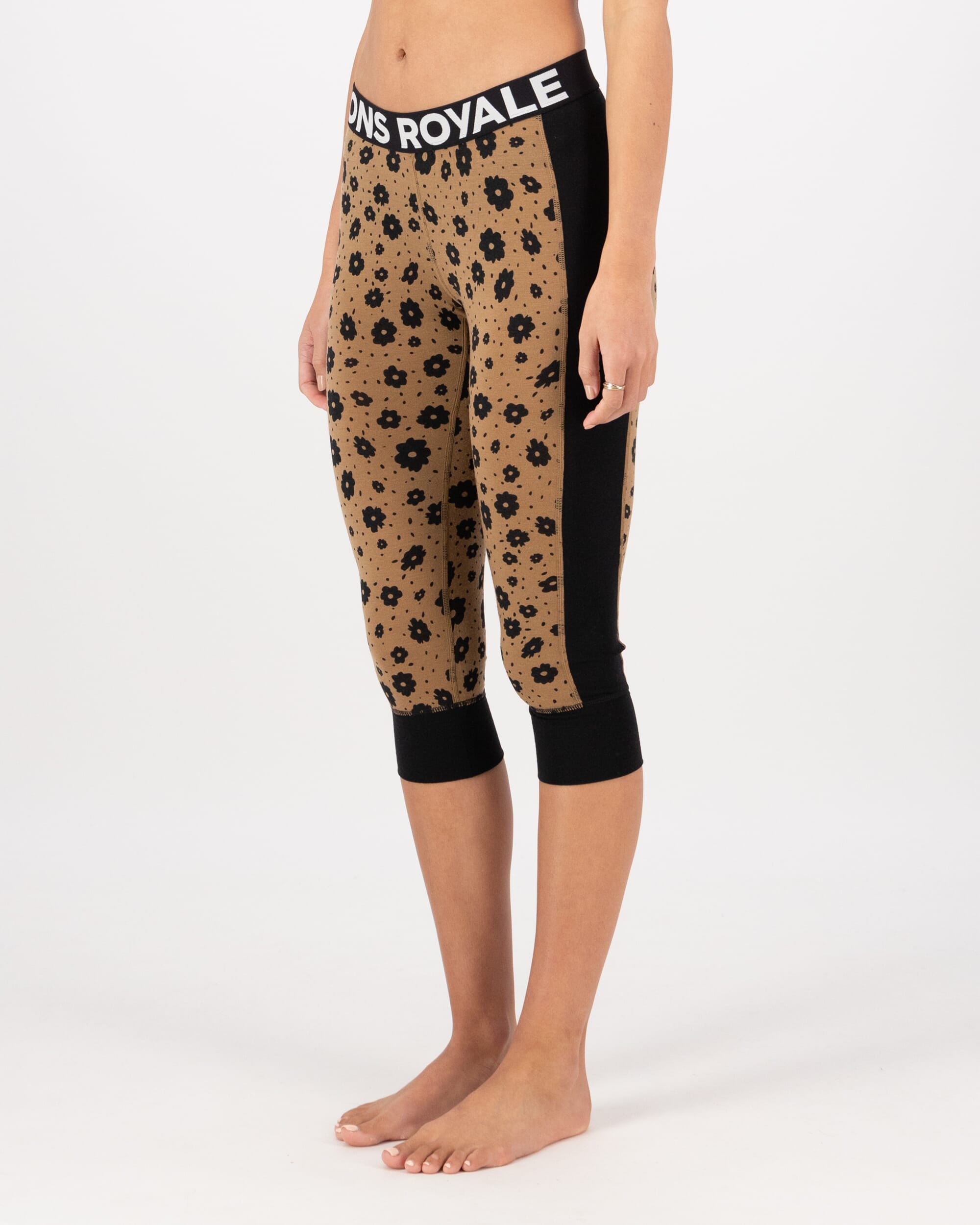 Mons Royale Womens Cascade Merino Base Layer 3/4 Legging Aoraki Lily Toffee
