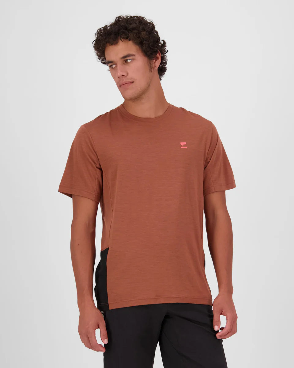 Mons Royale Mens Tarn Merino T-Shirt Cinnamon Black