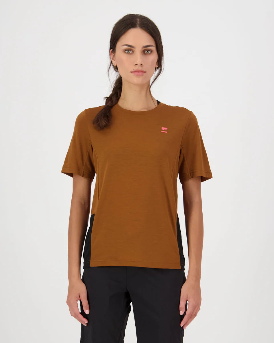 Mons Royale Womens Tarn Merino T-Shirt Caramel Black