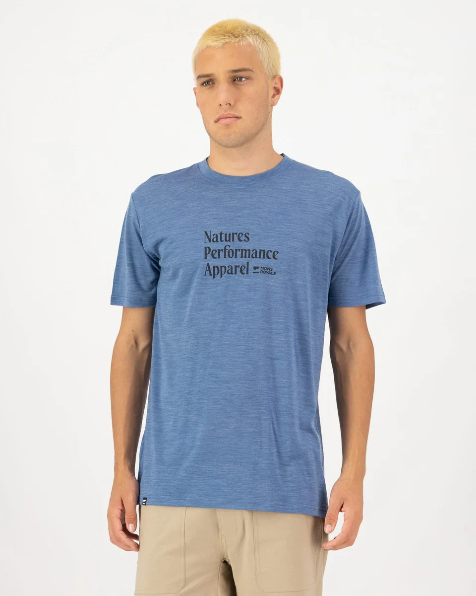 Mons Royale Mens Zephyr Merino Tencel T-Shirt STEEL BLUE