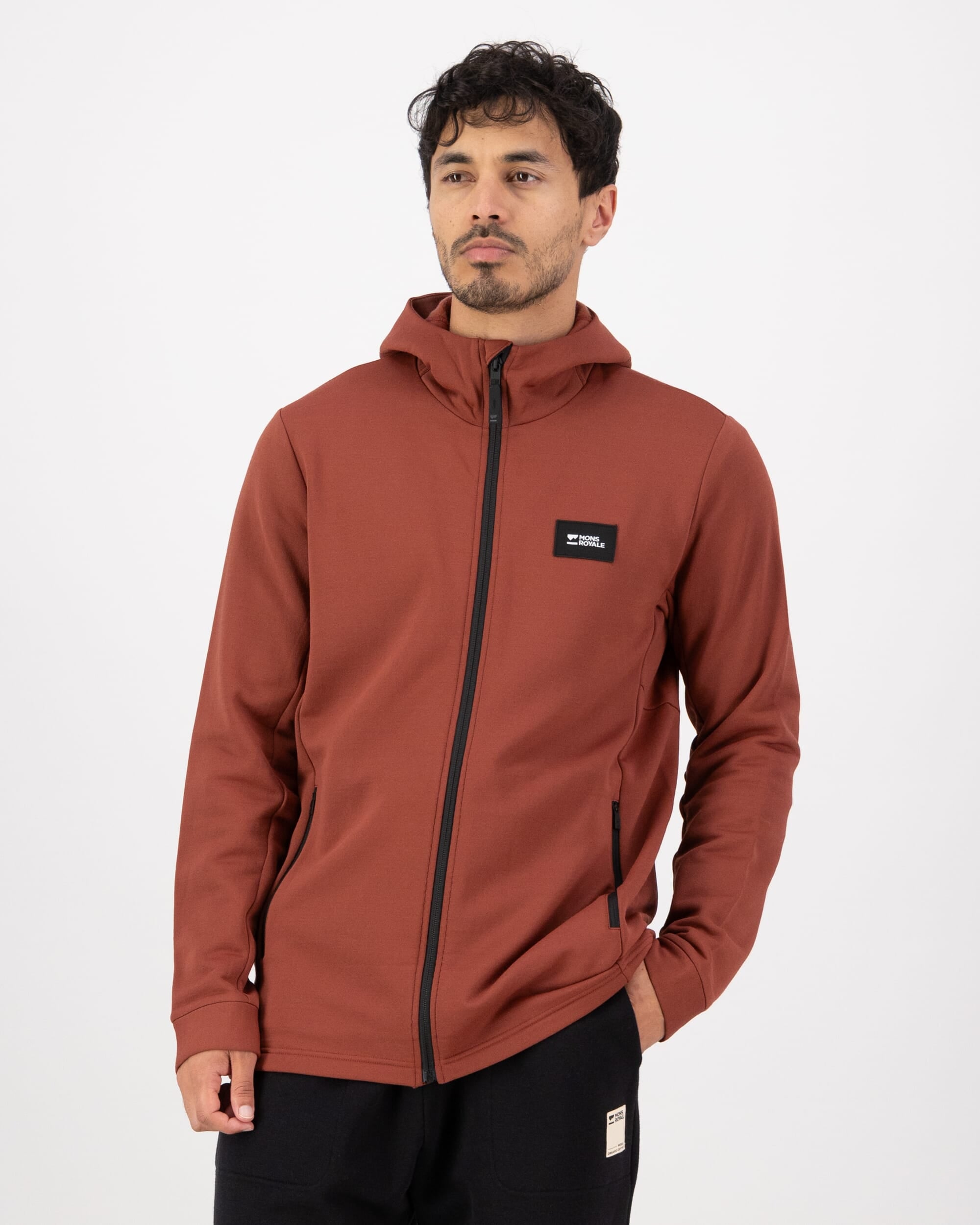 Mons Royale Mens Arcadia Merino Fleece Hoody Sienna