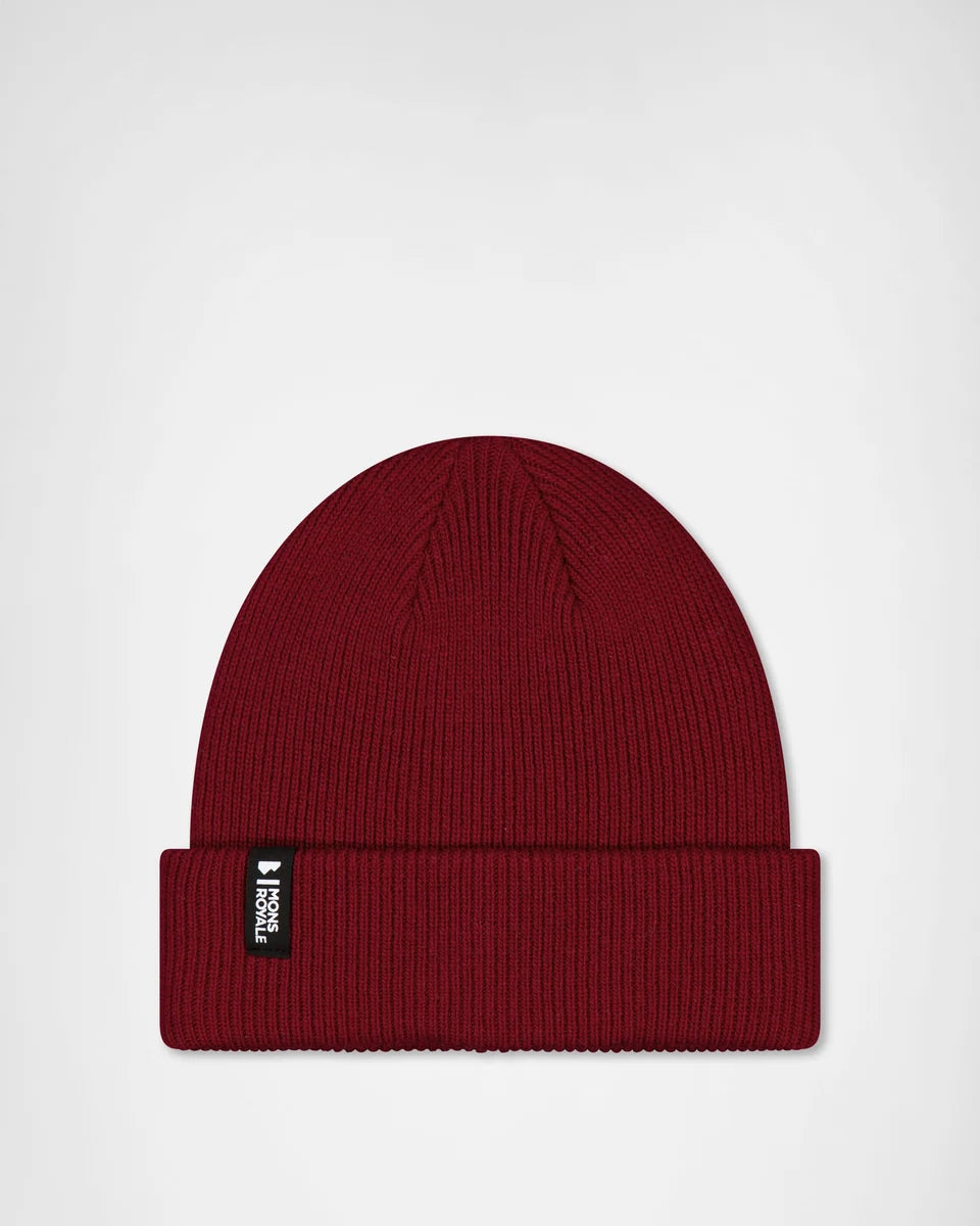 Mons Royale Chunky Logger Merino Beanie One Size Cherry