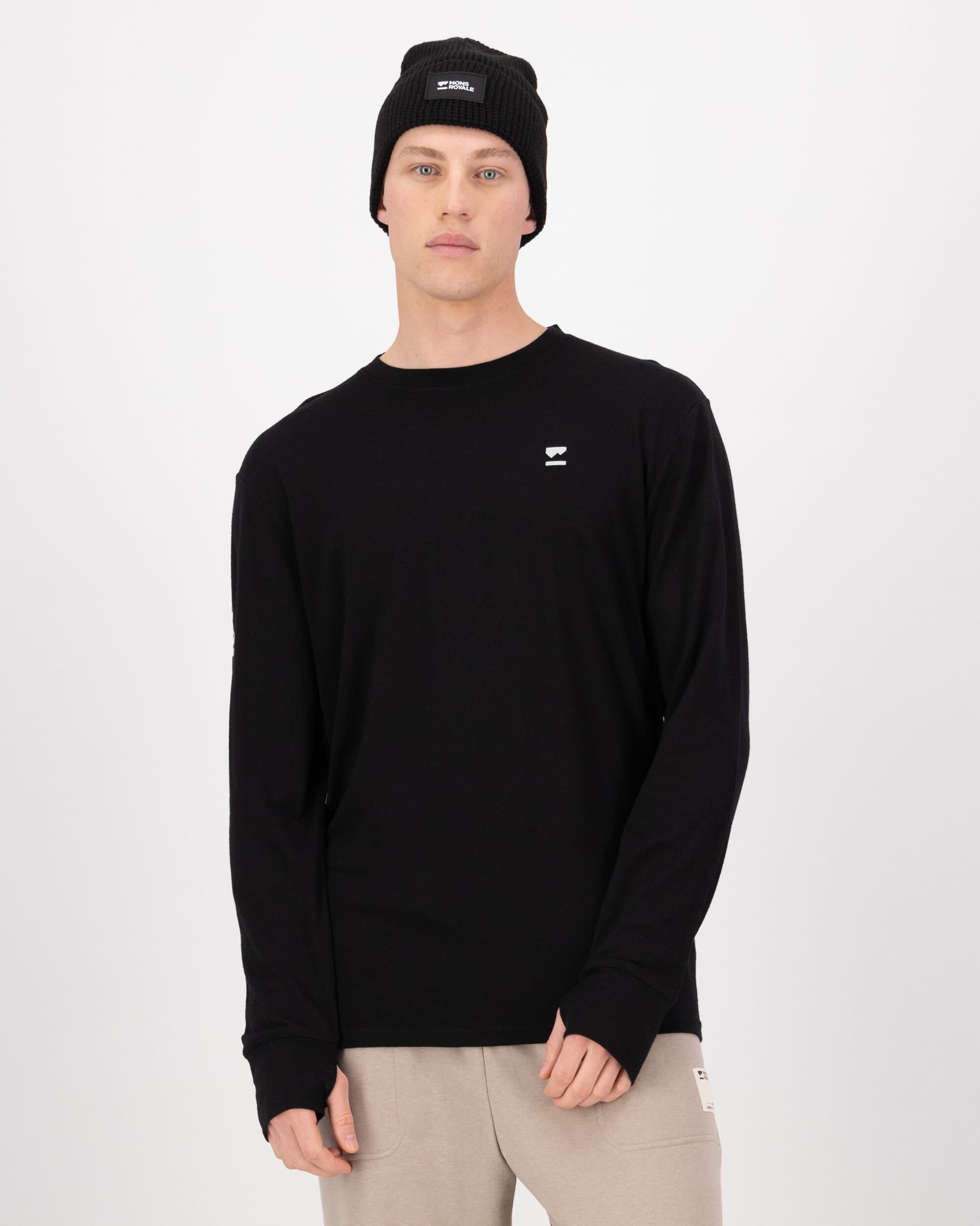 Mons Royale Mens Yotei Merino Classic Long Sleeve Black