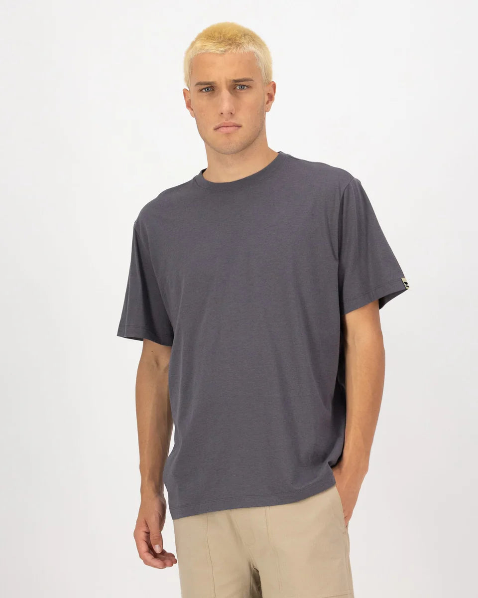 Mons Royale Mens Yonder Merino Organic Cotton T-Shirt Vintage Black