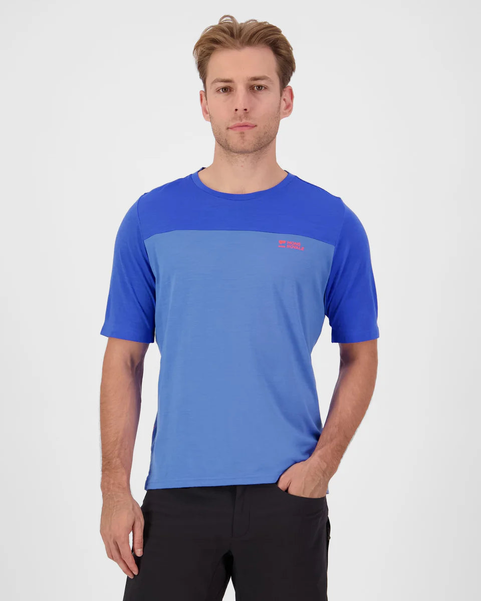 Mons Royale Mens Diversion Merino Bike Jersey Short Sleeve Ocean Ultramarine