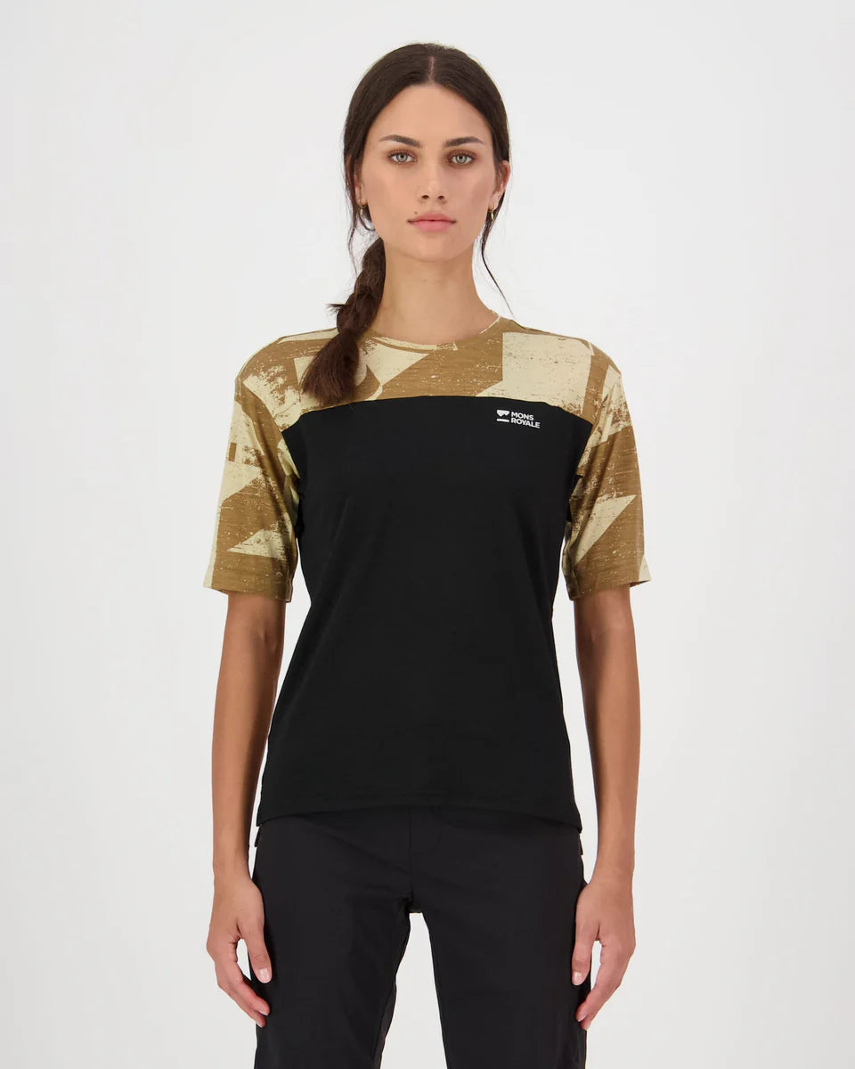 Mons Royale Womens Diversion Merino Bike Jersey Short Sleeve MR Grunge Black
