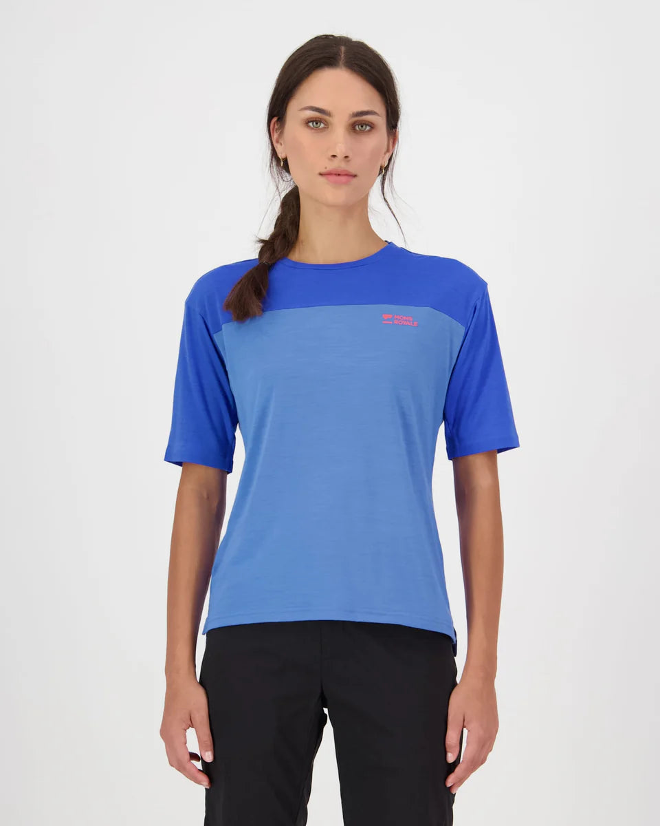 Mons Royale Womens Diversion Merino Bike Jersey Short Sleeve Ocean Ultramarine