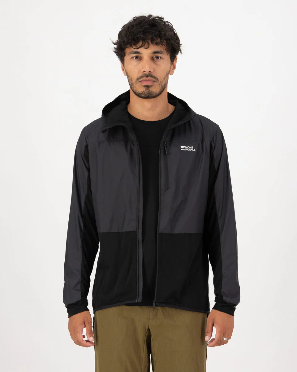 Mons Royale Mens Diversion Merino Wind Jacket Black