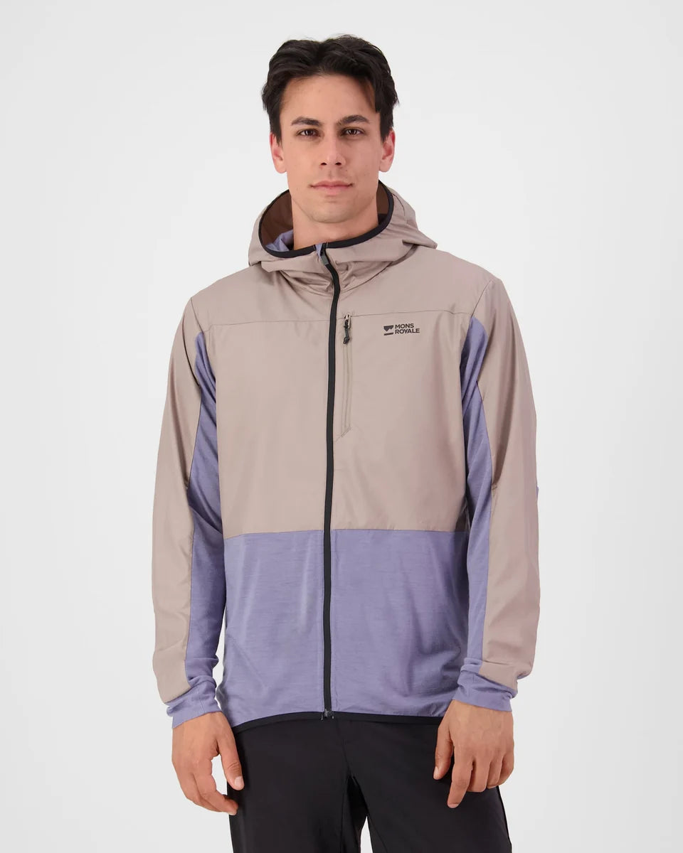 Mons Royale Mens Diversion Merino Wind Jacket Cinder Blue Granite