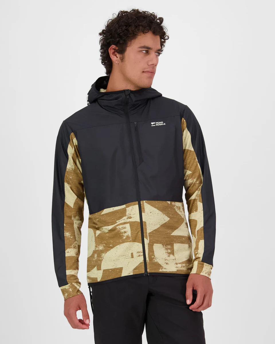 Mons Royale Mens Diversion Merino Wind Jacket MR Grunge Black