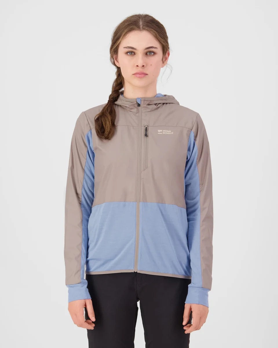 Mons Royale Womens Diversion Merino Wind Jacket Moonstone Cinder