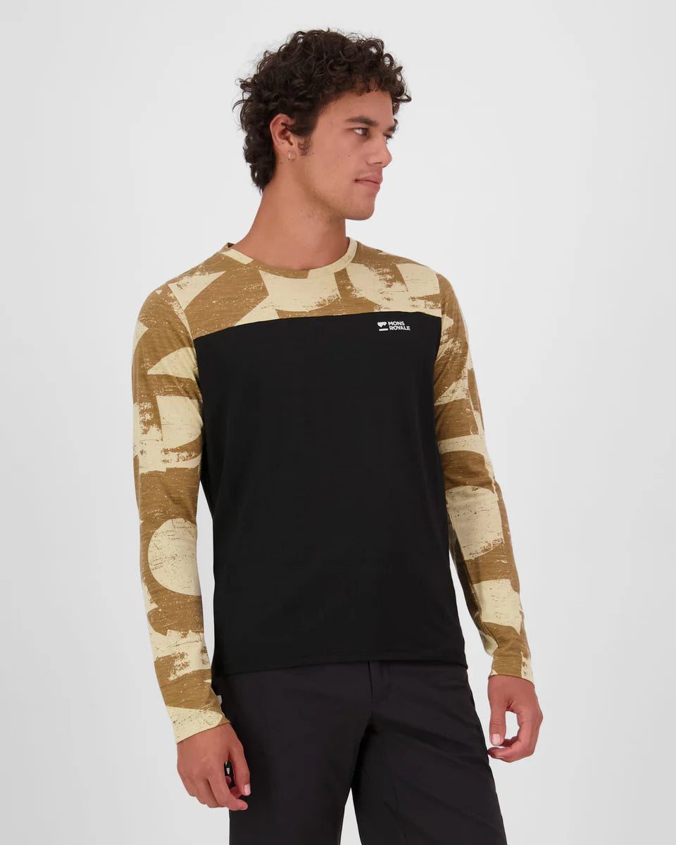 Mons Royale Mens Diversion Merino Bike Jersey Long Sleeve MR Grunge Black