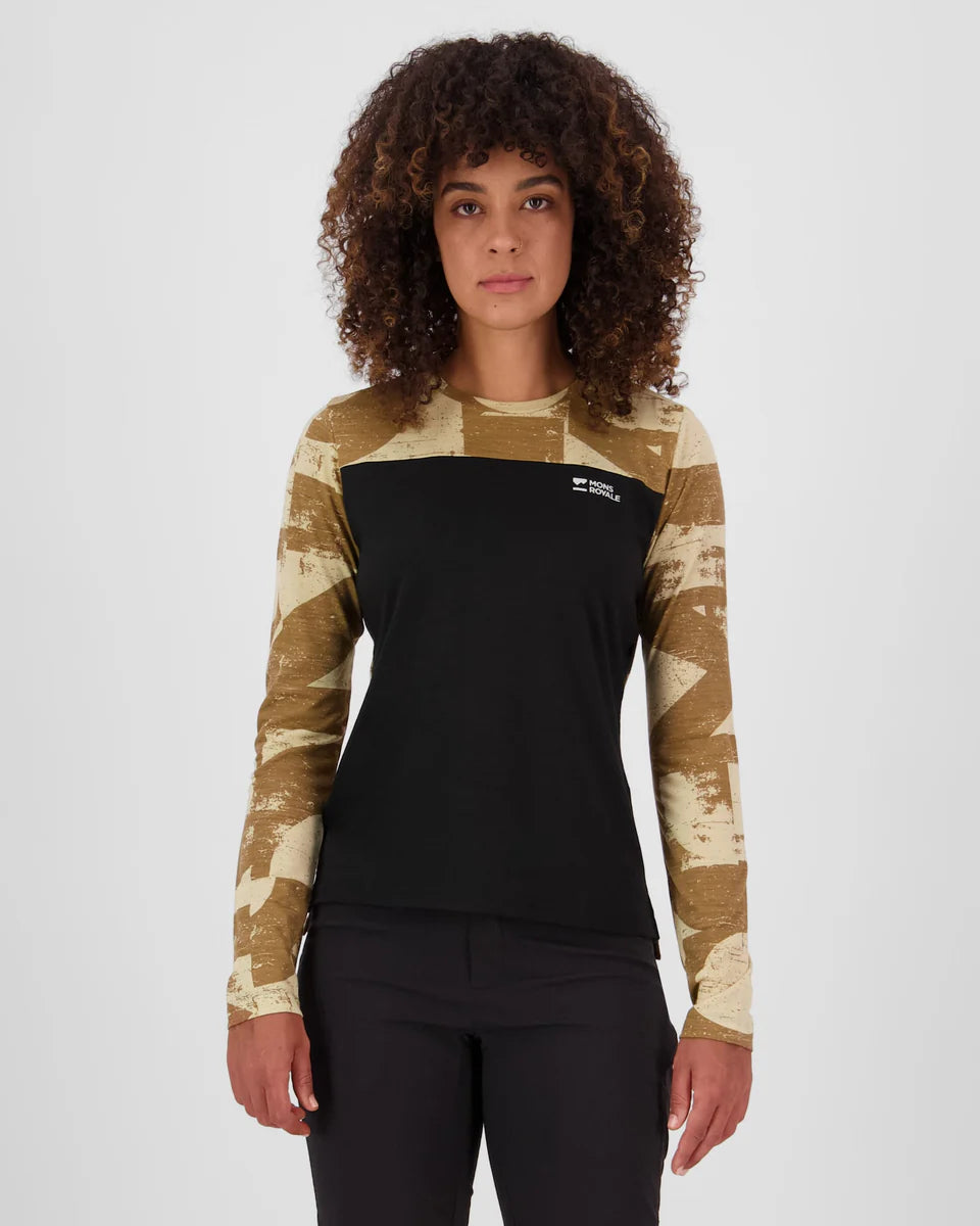 Mons Royale Womens Diversion Merino Bike Jersey Long Sleeve MR Grunge Black