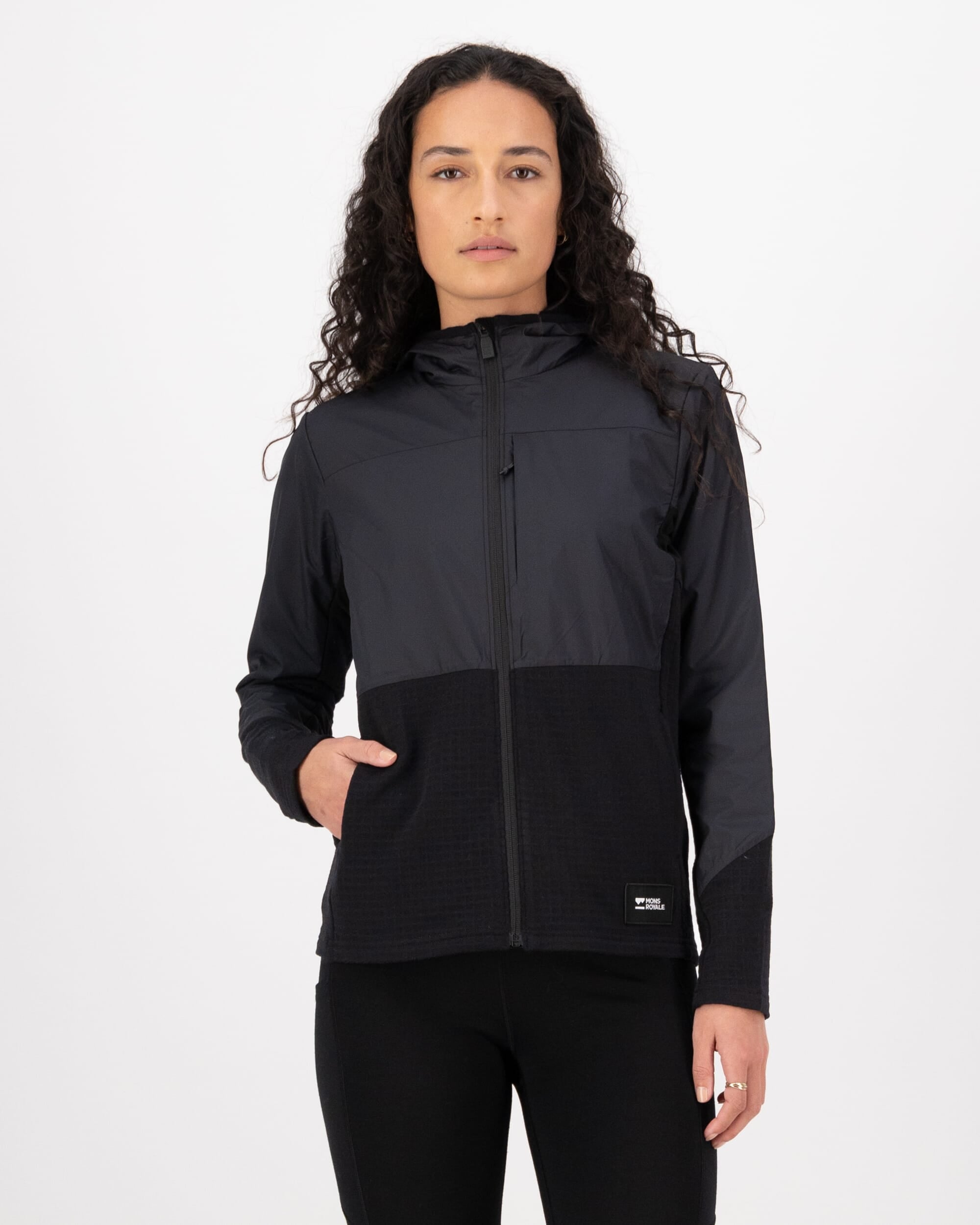 Mons Royale Womens Offgrid Merino Fleece Wind Jacket Black