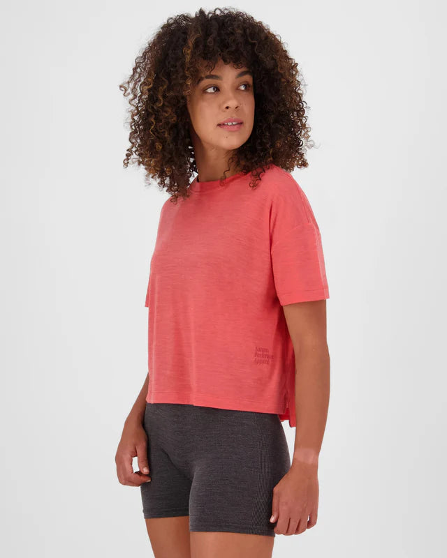Mons Royale Womens Zephyr Merino Tencel Boxy T-Shirt Watermelon