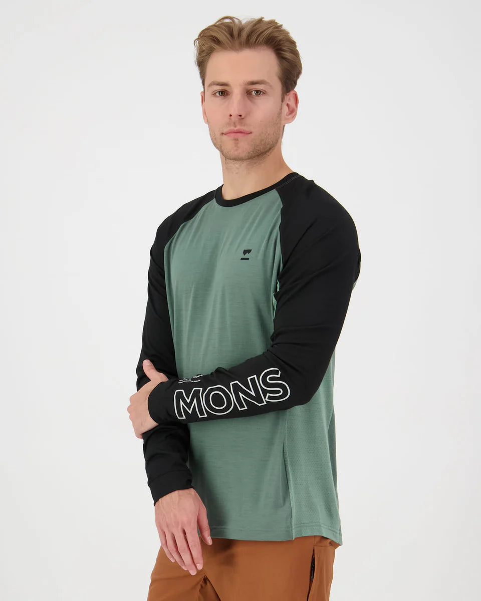 Mons Royale Mens Tarn Merino Long Sleeve Cypress Black Thyme