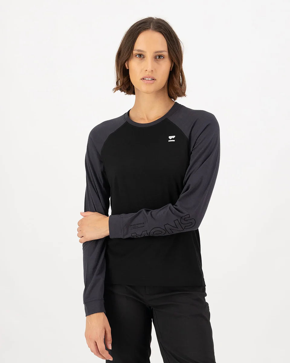 Mons Royale Womens Tarn Merino Long Sleeve Black 9 Iron