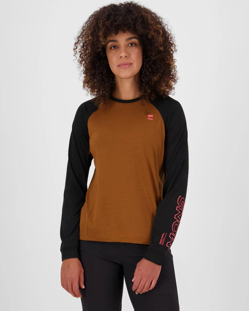Mons Royale Womens Tarn Merino Long Sleeve Caramel Black
