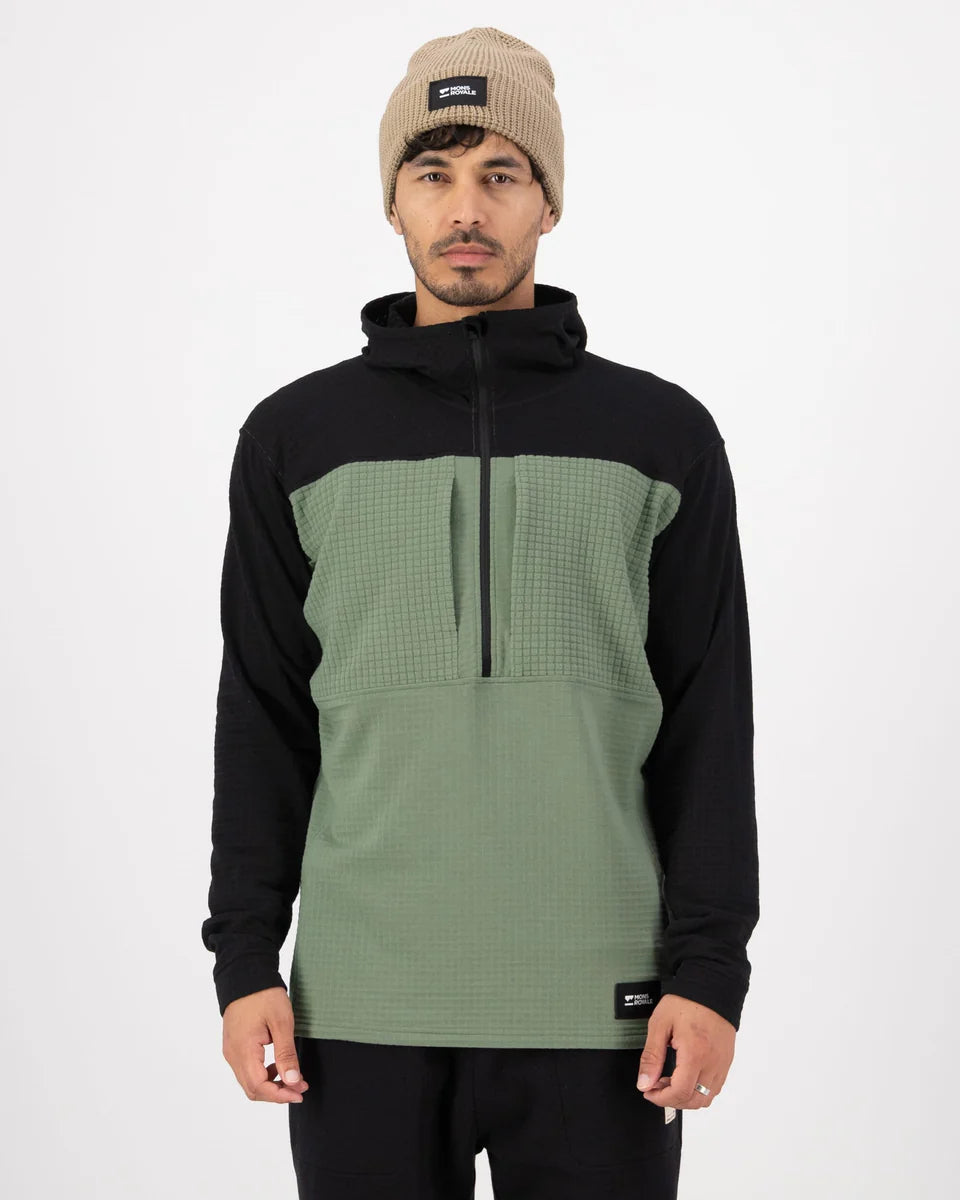 Mons Royale Mens Offgrid Merino Fleece 1/2 Zip Long Sleeve Willow Black