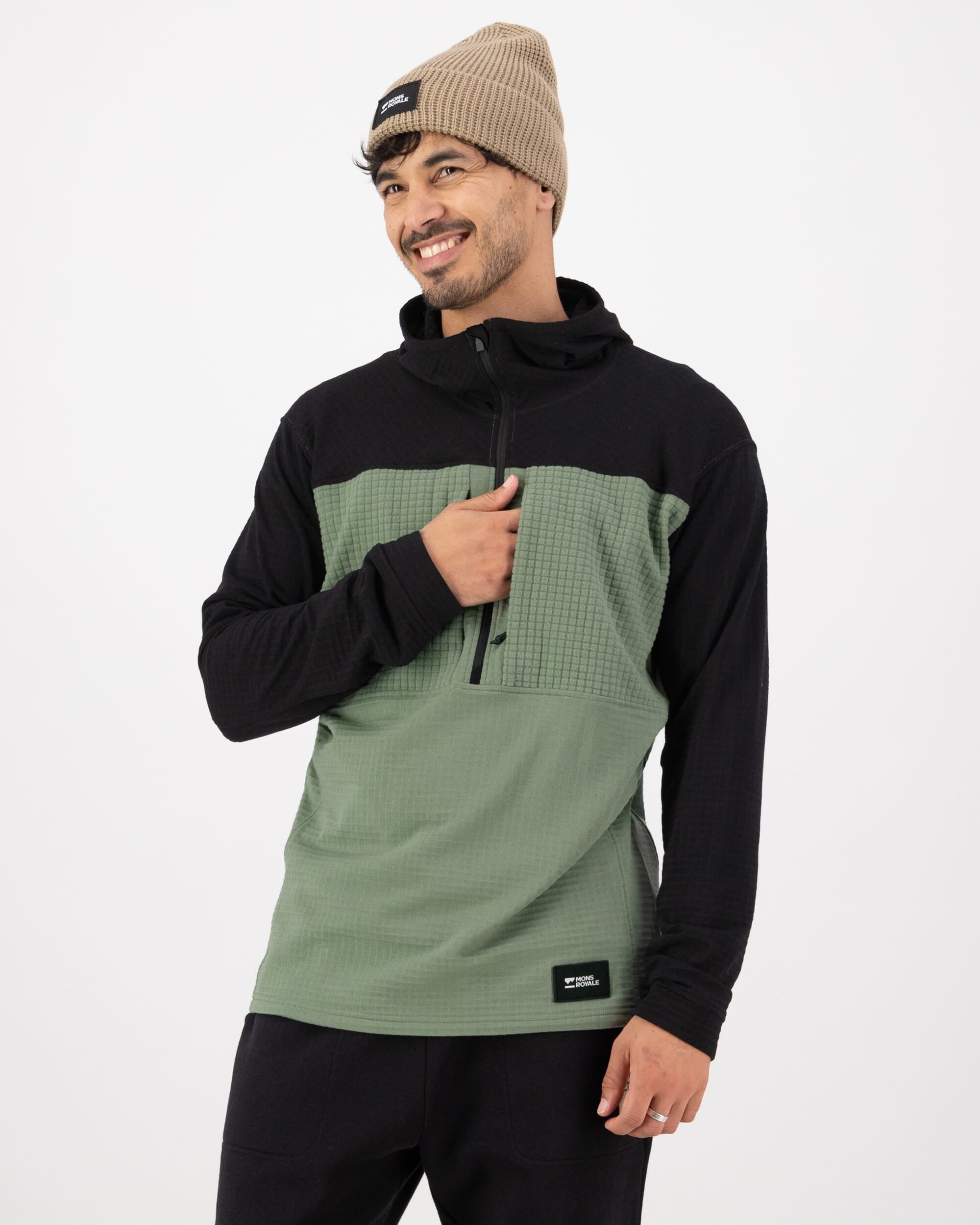 Mons Royale Mens Offgrid Merino Fleece 1/2 Zip Long Sleeve