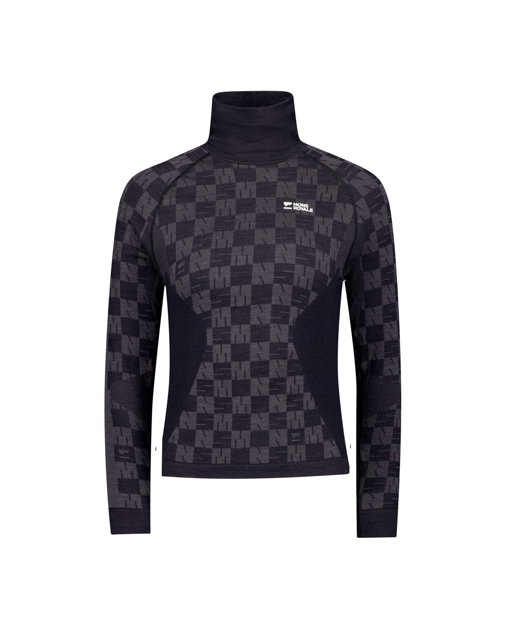 Mons Royale Womens Ascender Merino Base Layer Mock Neck Long Sleeve