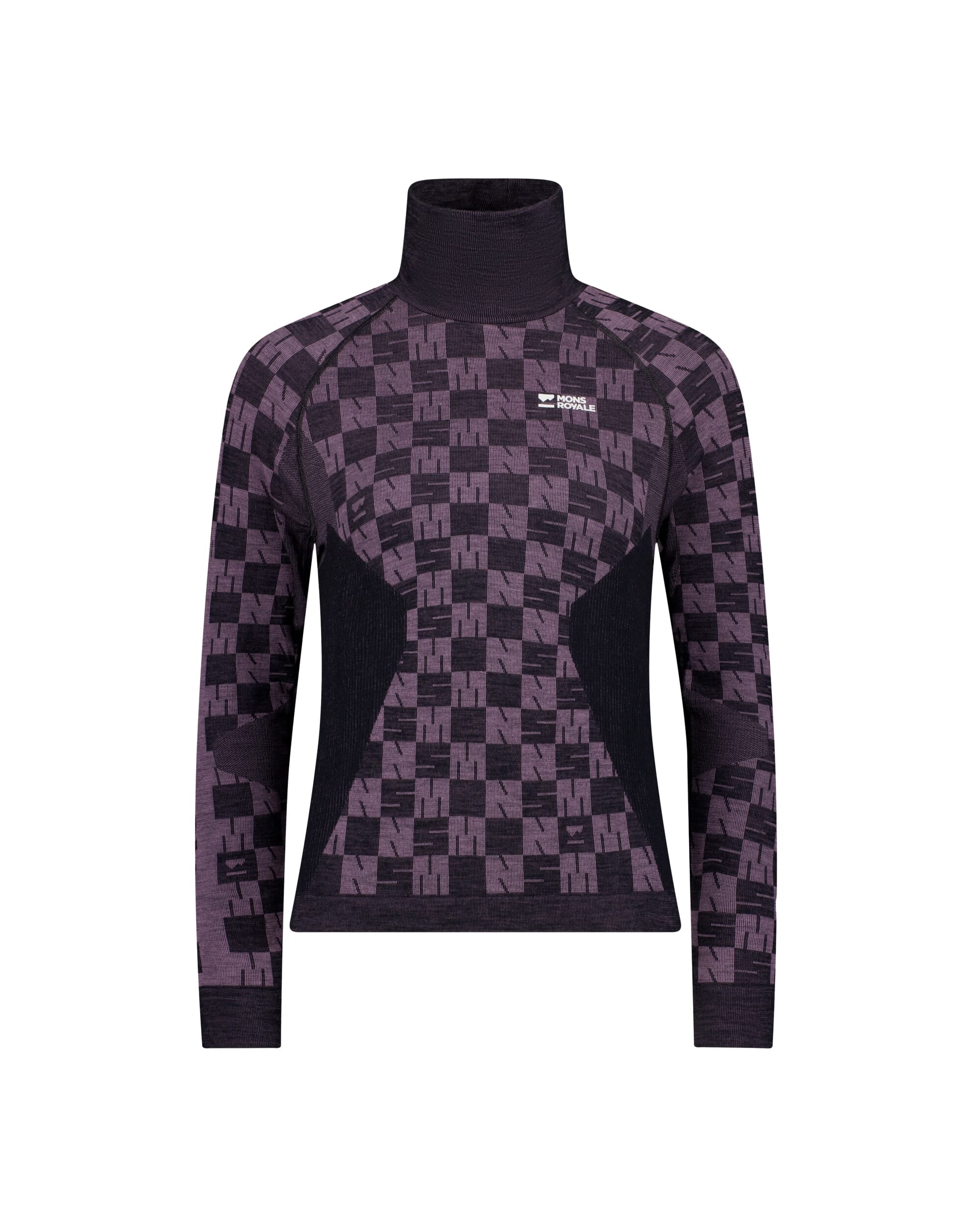 Mons Royale Womens Ascender Merino Base Layer Mock Neck Long Sleeve