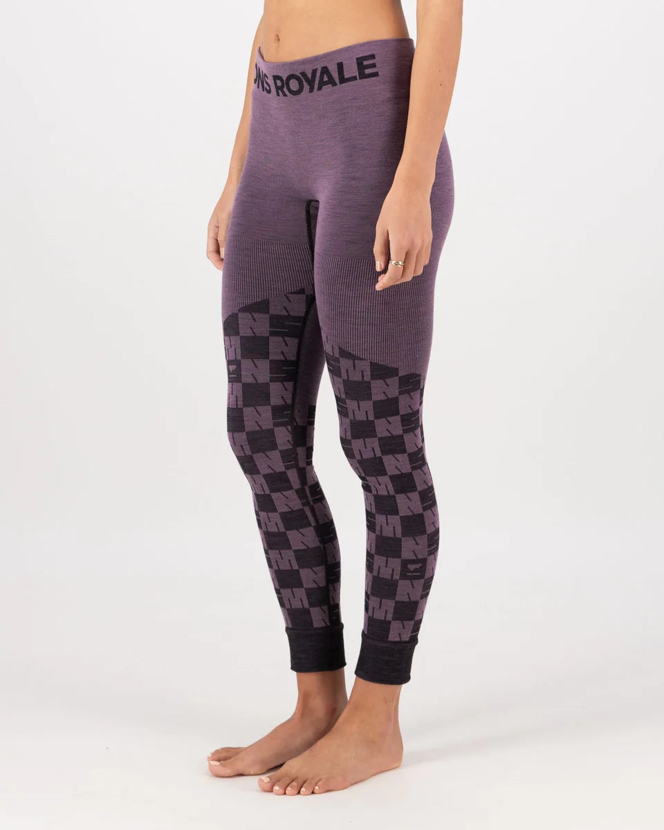 Mons Royale Womens Ascender Merino Base Layer Legging Mauve Black