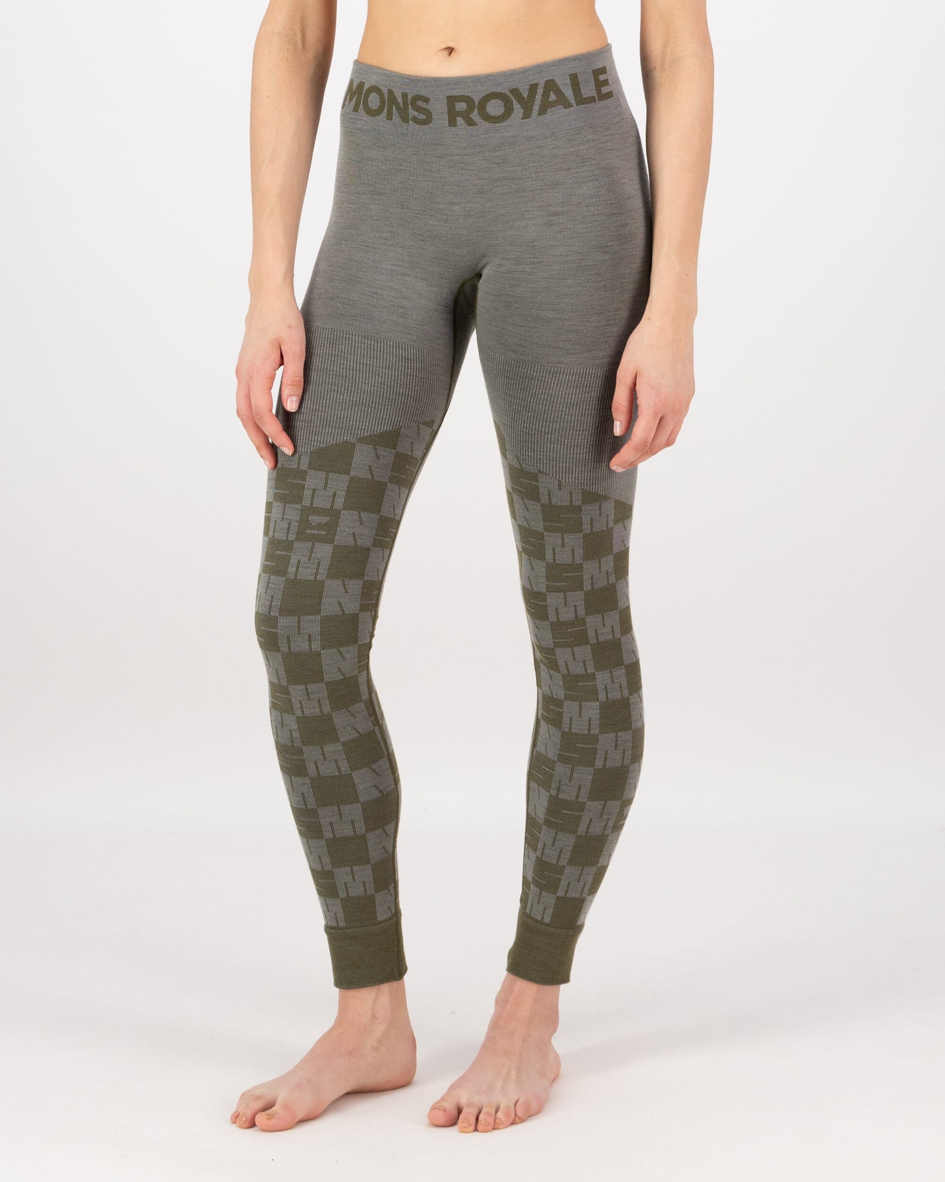 Mons Royale Womens Ascender Merino Base Layer Legging Dried Sage Dark Olive