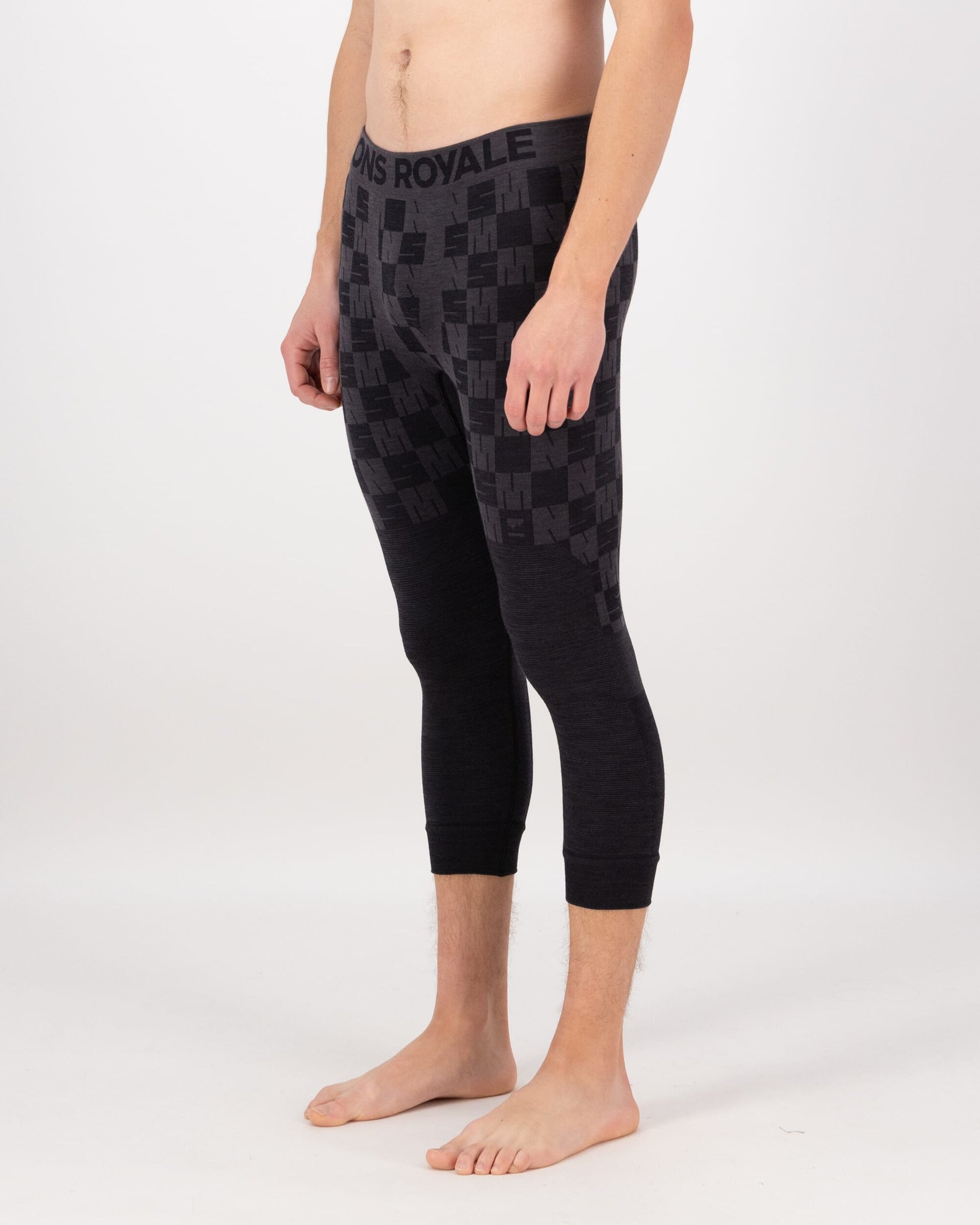 Mons Royale Mens Ascender Merino Base Layer 3/4 Legging Forged Iron Black
