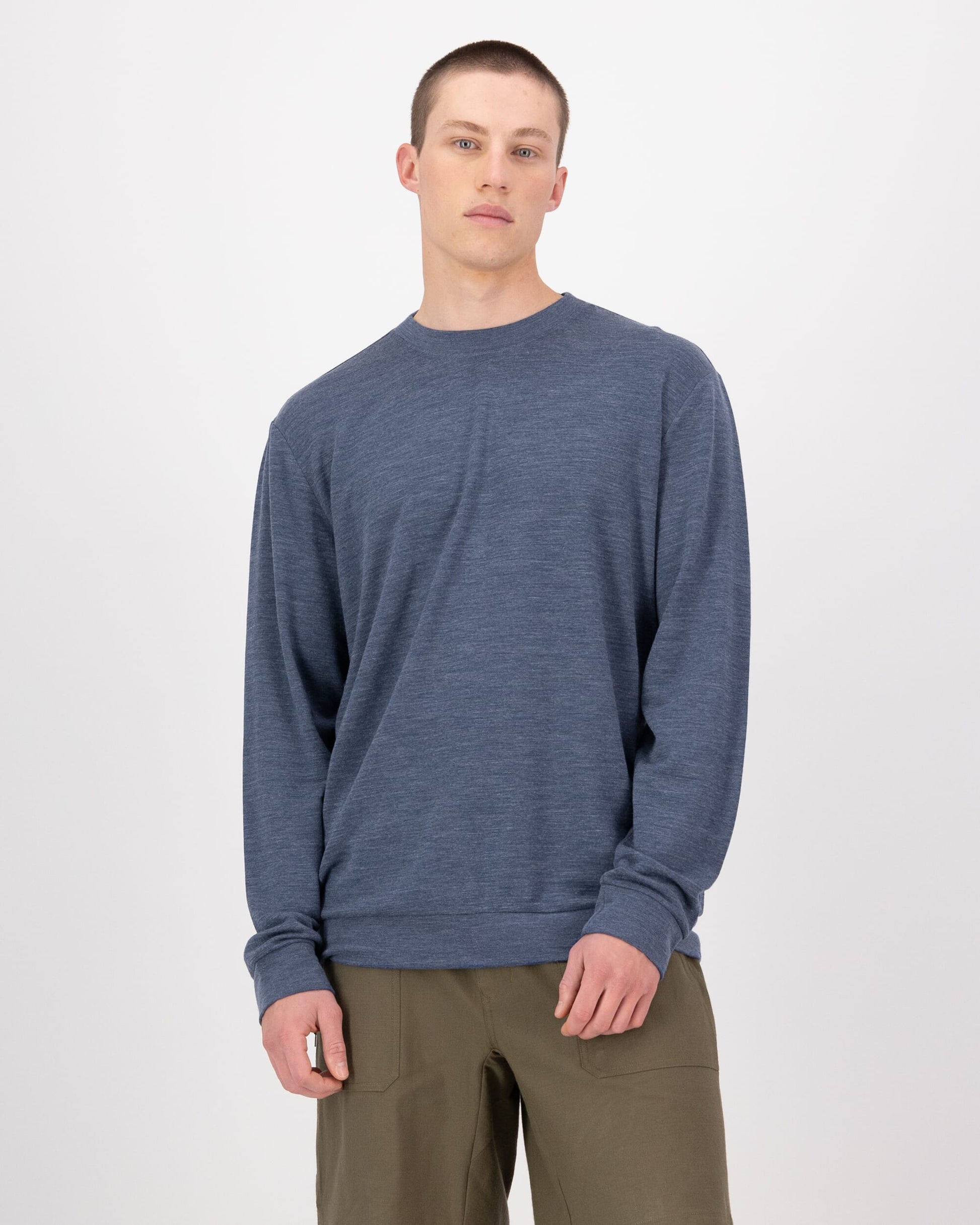 Mons Royale Mens Horizon Merino Crew Navy