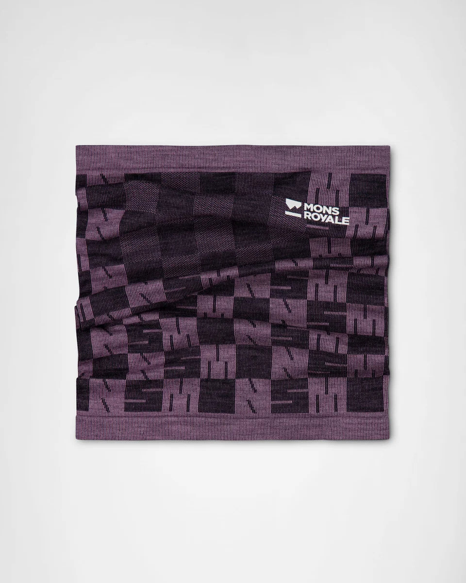 Mons Royale Ascender Merino Neckwarmer One Size Mauve Black