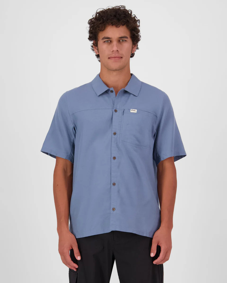 Mons Royale Mens AT Merino Short Sleeve Shirt Horizon Blue