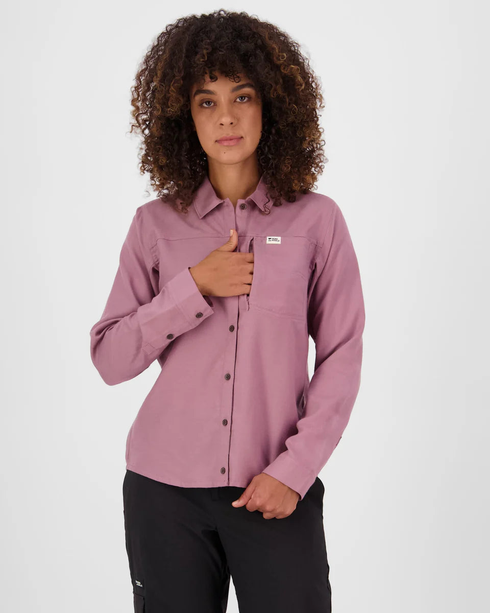 Mons Royale Womens AT Merino Long Sleeve Shirt Sierra Pink