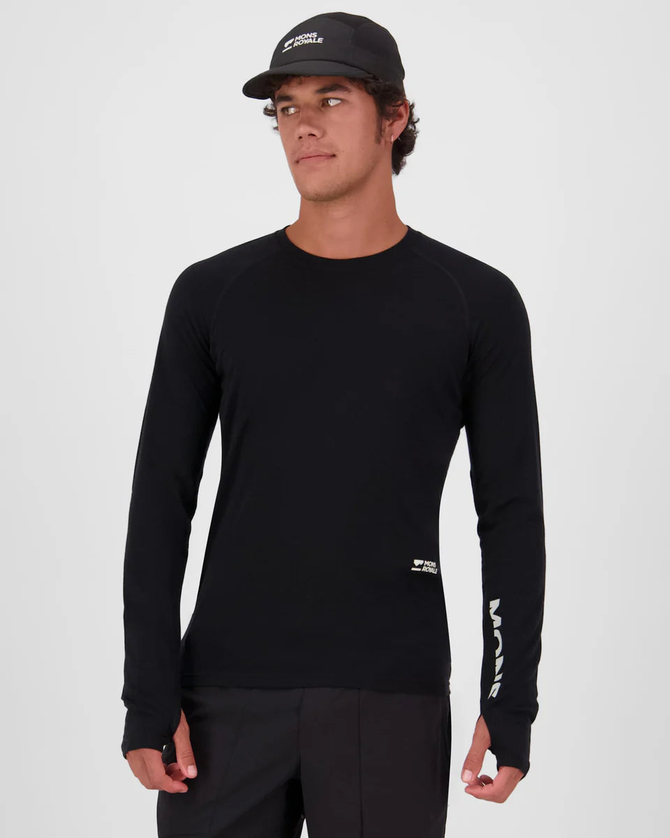 Mons Royale Mens Temple Merino Long Sleeve Black