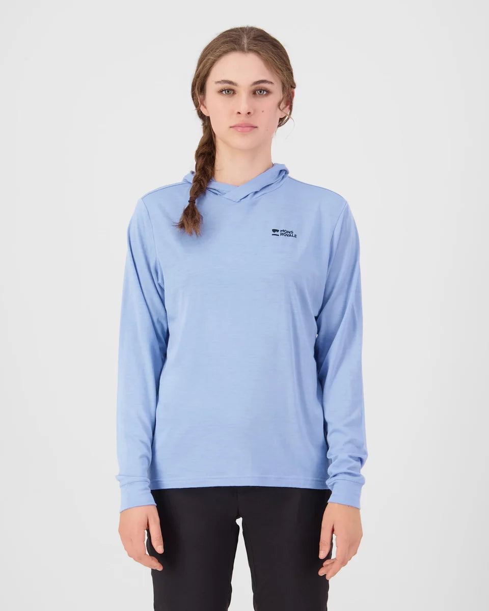 Mons Royale Womens Pivot Merino Long Sleeve Hood Moonstone