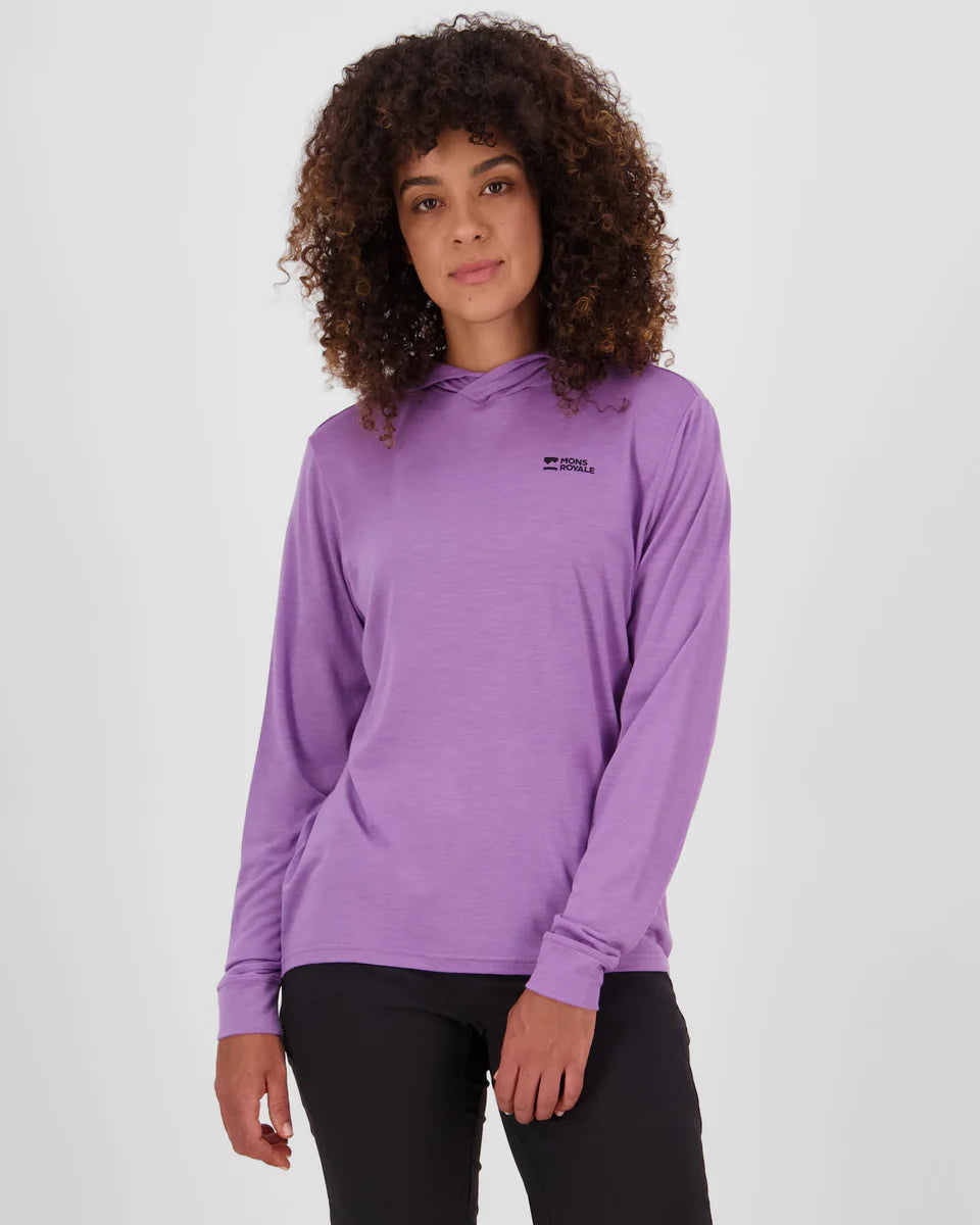 Mons Royale Womens Pivot Merino Long Sleeve Hood Bloom