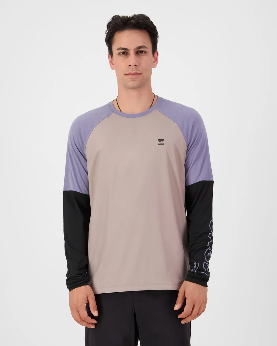 Mons Royale Mens Tarn Merino Bike Wind Jersey Cinder Blue Granite Black