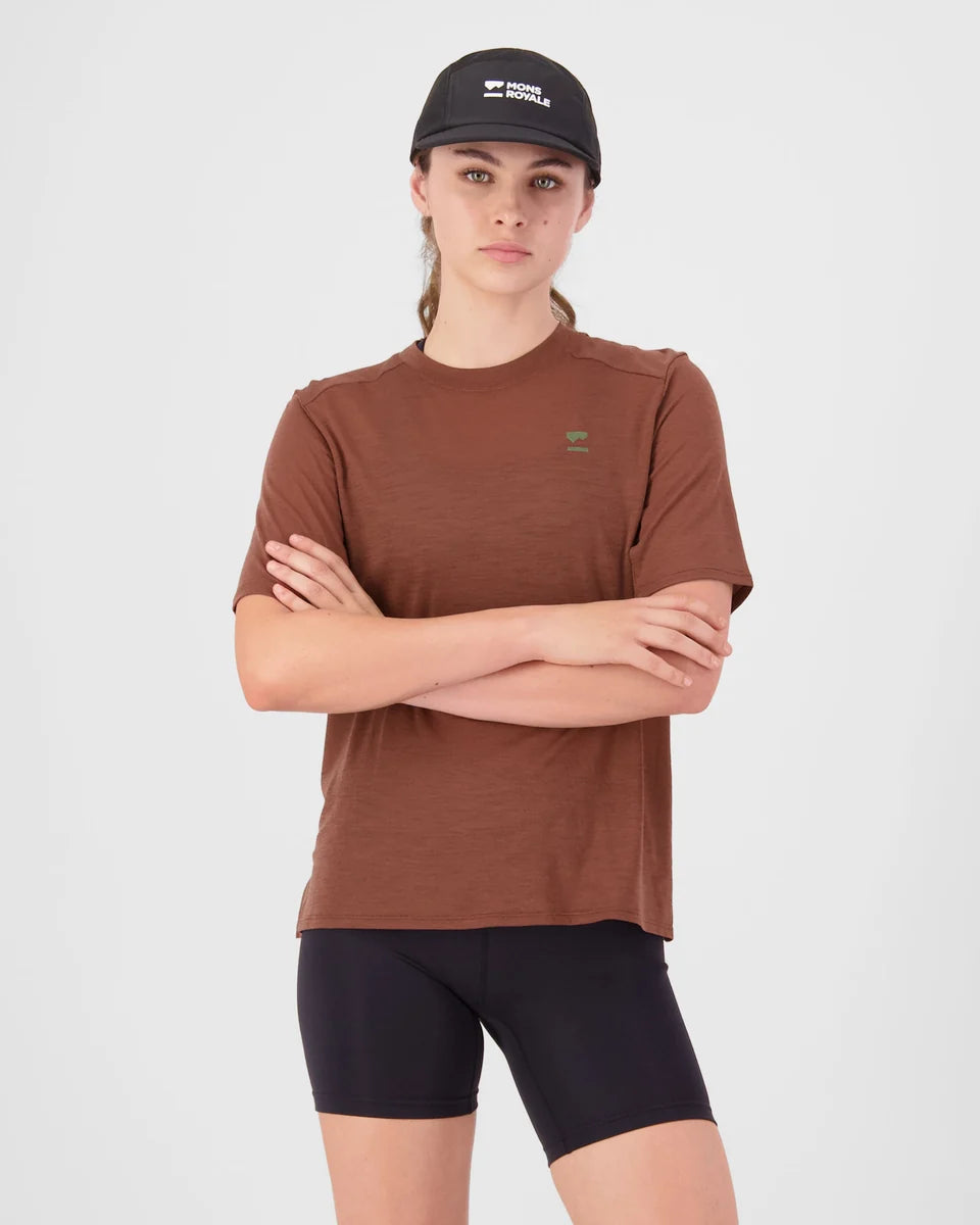 Mons Royale Womens Aero Ultralight Merino T-Shirt Coffee