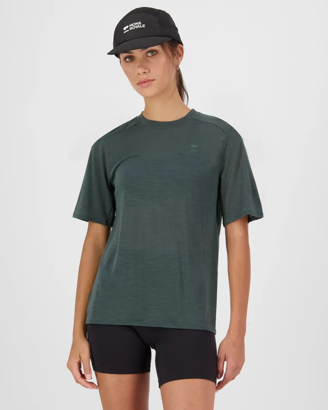 Mons Royale Womens Aero Ultralight Merino T-Shirt Dark Cypress
