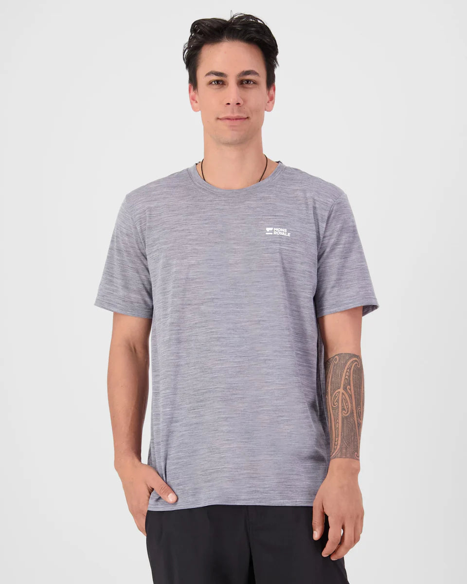 Mons Royale Mens Icon Merino T-Shirt Grey Heather
