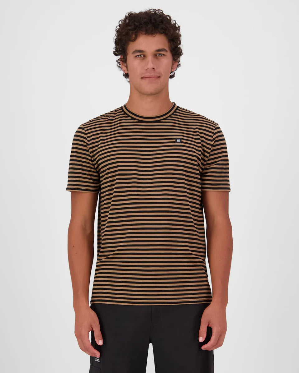 Mons Royale Mens Icon Merino T-Shirt MR Stripe Toffee
