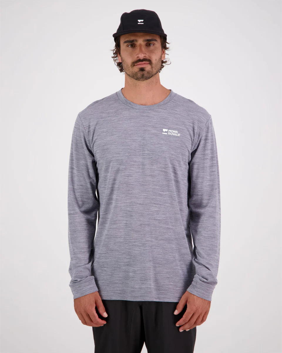 Mons Royale Mens Icon Merino Long Sleeve Grey Heather