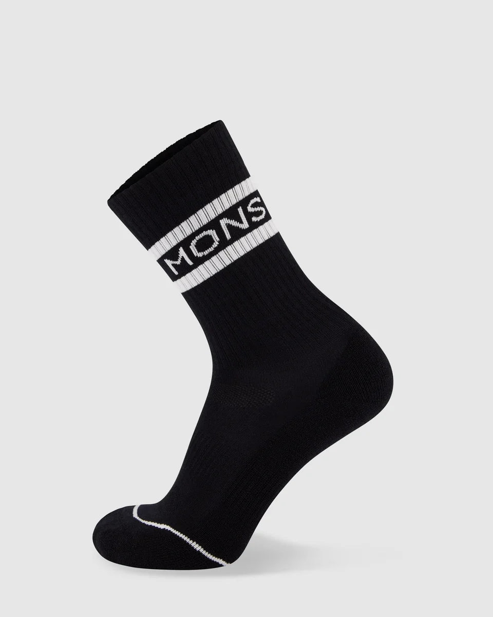 Mons Royale Signature Merino Crew Sock Black White